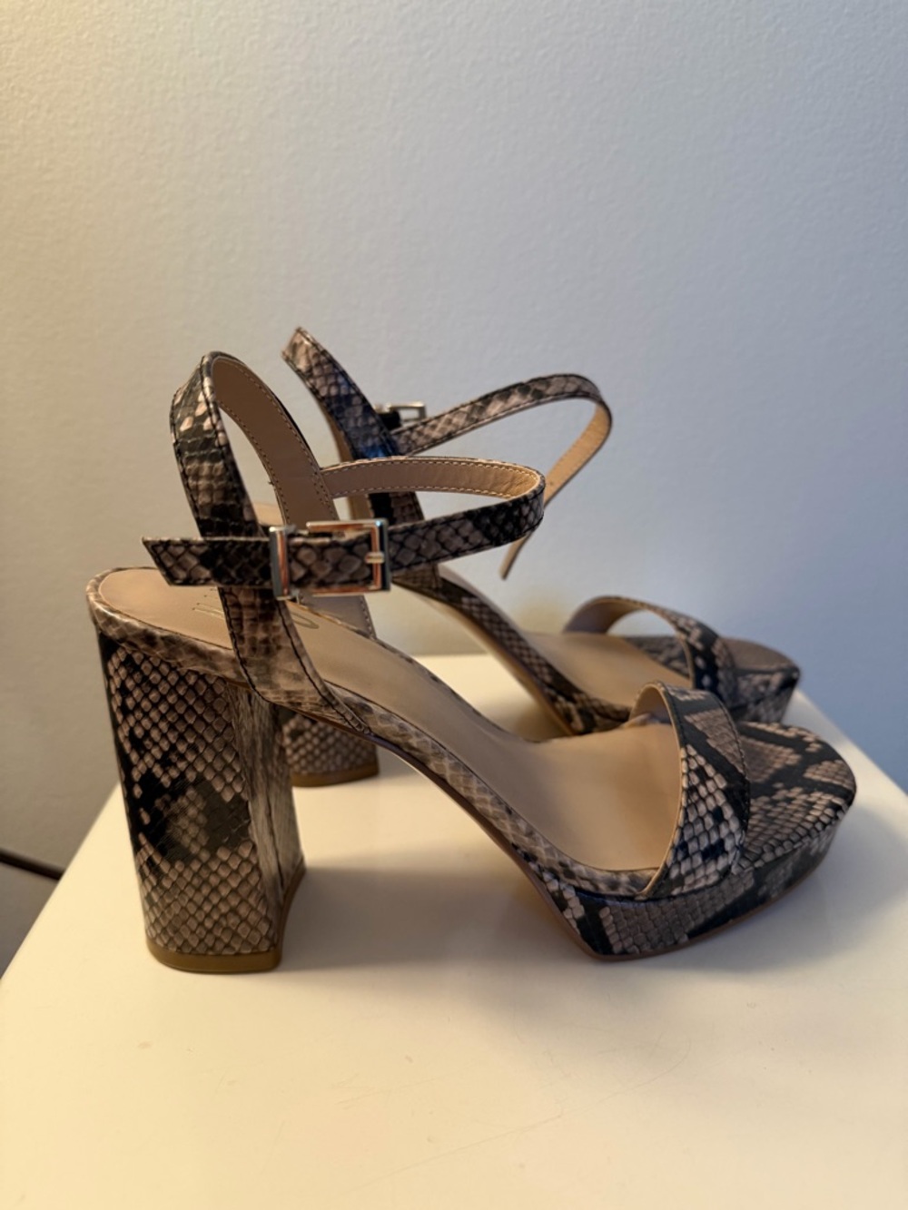 Mix No. 6 Snake-Print Platform Block Heel Sandals - Brown/Black